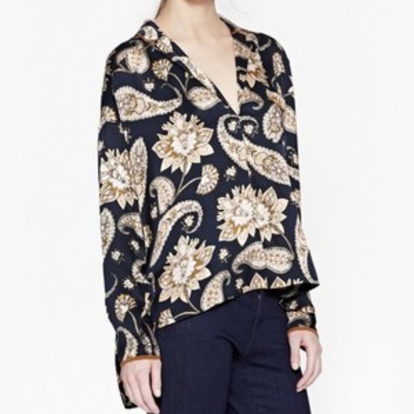 French Connection Sundown Silk Paisley Shirt Size Medium - Picture 8 of 11